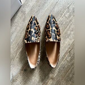 Calvin Klein Elin Leopard Haircalf pointed toe flats loafers women’s size 7.5